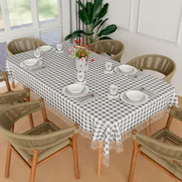 Kuber Industries Brown Waterproof Plastic 6-Seater Table Cover-9