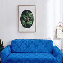 Cortina Blue Printed 4-Seater Sofa Cover-image-68