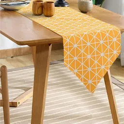 URBAN SPACE Mustard & White Printed Cotton Runner-53