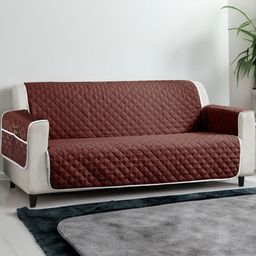 Cortina Brown Polyester 1 Piece Sofa Cover With Arms-image-19