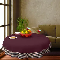 Home Heart Purple & White Cotton Patchwork Round Table Cover-58