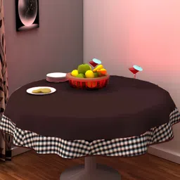 Home Heart Brown Cotton Round 6-Seater Table Cover with Patchwork details-18