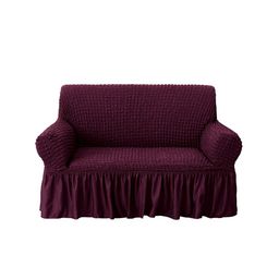 HOUSE OF QUIRK Burgundy Solid 3-Seater Sofa Cover With Arms-image-98