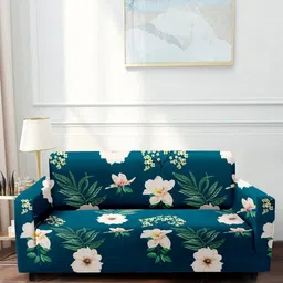 Cortina Teal Green Printed 4 Seater Sofa Cover-86