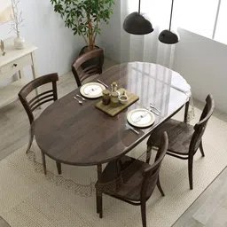 Clasiko Transparent & Brown Lace Detailed Oval 4-Seater Anti-Slip Dining Table Cover-26