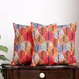 Alina decor Set Of 2 Red & Yellow Ethnic Motifs Square Cushion Covers-picture-10