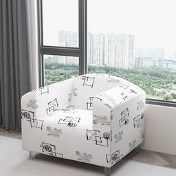 DREAM CARE White & Black Printed Waterproof 1-Seater Sofa Cover With Anti Slip Foam Sticks-picture-13