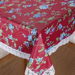 Homerz Red Floral Waterproof Plastic 8-Seater Table Cover-picture-12