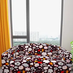 DREAM CARE Brown & Pink Floral Printed Waterproof & Flexible 3-Seater Sofa Cover-image-70