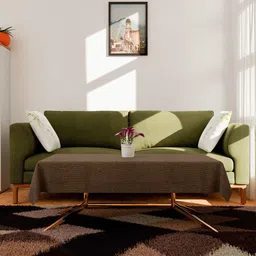 Kuber Industries Brown Rectangular 2-Seater Jute Table Cover-89