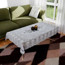 Kuber Industries White Floral Cotton 4 Seater Table Cover-image-18