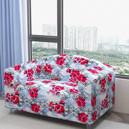 DREAM CARE Blue & Pink Printed Waterproof & Flexible 2-Seater Sofa Cover-image-84
