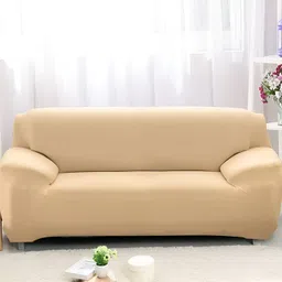 Dakshya Industries Beige Printed Elasticated Sofa Cover-image-6