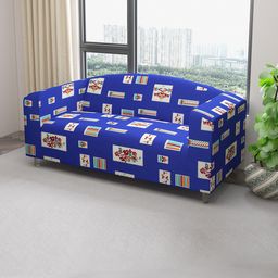 DREAM CARE Navy Blue & Beige Printed Stretchable 3-Seater Sofa Covers-image-40