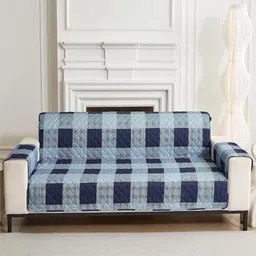 HOUSE OF QUIRK Blue & Navy Blue Double Seater Quilted Anti-Slip Water-Resistant Sofa Mat-image-45