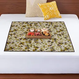 Kuber Industries Green Floral Printed Bed Server Food Mat-27