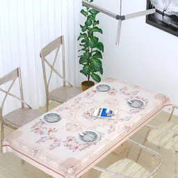 MONKDECOR White Floral Cotton 8-Seater Table Cover-image-92