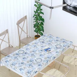 MONKDECOR White Floral Cotton 6-Seater Table Cover-image-96
