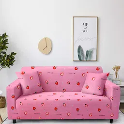 Cortina Pink Printed 2-Seater Stretchable Non-Slip Sofa Slipcover-image-71