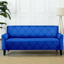 Cortina Blue Ethnic Motifs Printed 3-Seater Sofa Cover-image-13