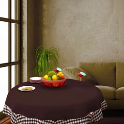 Home Heart Brown & White Cotton Patchwork Round Table Cover-39