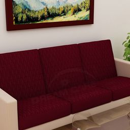 DREAM CARE Maroon Quilted 3 Seater 3-Layered Sofa Cover-image-27