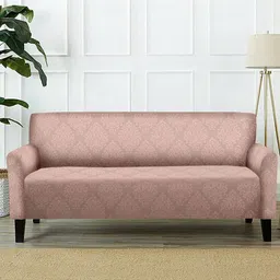 Cortina Pink Printed Sofa Cover-image-15
