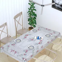 MONKDECOR White Floral Cotton 8-Seater Table Cover-image-25