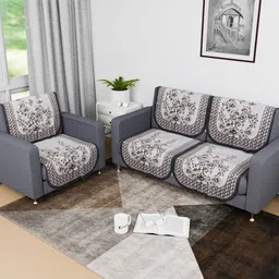 Kuber Industries Grey & White Cotton Sofa Cover-image-52