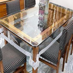 Kuber Industries Transparent 4 Seater Rectangular Table Covers-51