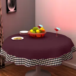 Home Heart Purple & White Cotton Patchwork Round Table Cover-22
