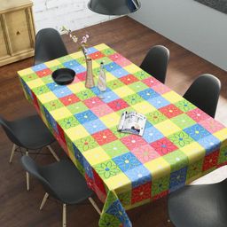 LooMantha Blue Geometric Printed Waterproof Plastic 6-Seater Table Cover-picture-55