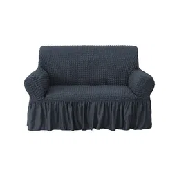 HOUSE OF QUIRK Grey Waterproof & Flexible 2-Seater Sofa Cover With Skirt-image-49