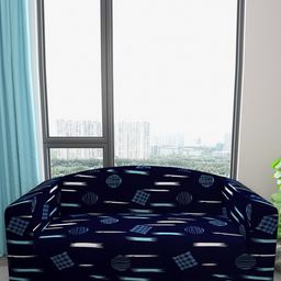 DREAM CARE Navy-Blue & Blue Printed Waterproof 3-Seater Sofa Cover With Anti Slip Foam Sticks-image-59
