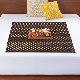 Kuber Industries Brown Dot Printed Bed Server Food Mat-1