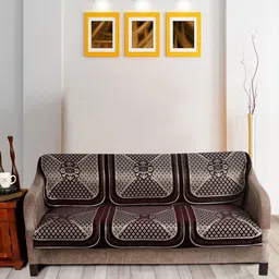 Nendle Brown Woven-Designed Velvet 3-Seater Sofa Cover-image-29