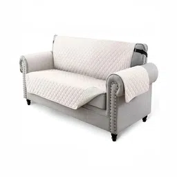 HOUSE OF QUIRK Beige Solid 3 Seater Reversible Sofa Slipcovers-picture-27
