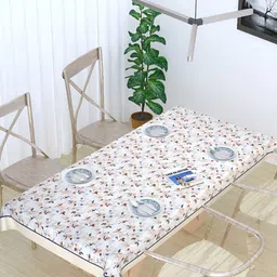 MONKDECOR White Floral Cotton 8-Seater Table Cover with Textured details-image-97
