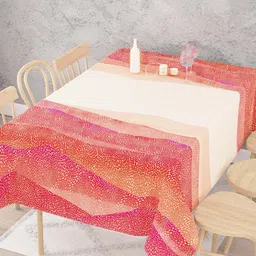 EverHOME DREAM WEAVERZ Orange & Cream Printed Cotton 6 Seater Table Cover-image-66
