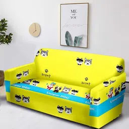 Aura Yellow & Blue Printed Two-Seater Sofa Cover-image-64
