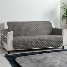 Cortina Grey & Red Polyester 1 Piece Sofa Cover With Arms-image-14