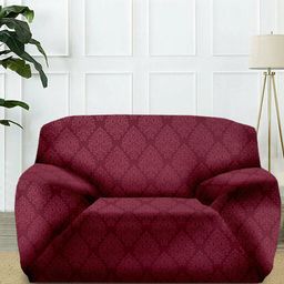 Cortina Maroon Printed One Seater Sofa Cover-8