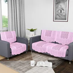 Kuber Industries Pink 6 Pieces Printed Cotton Sofa Cover-57