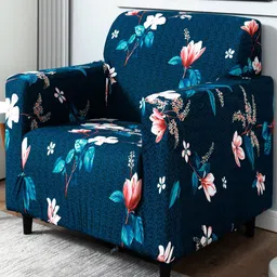 HOKIPO Blue & Red 1 seater Printed Polyester Sofa Cover-image-88
