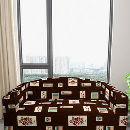 DREAM CARE Brown & Beige Printed Waterproof & Flexible 3-Seater Sofa Cover-image-92