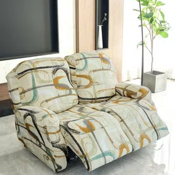 HOKIPO Beige & Brown 2 Seater Printed Stretchable Sofa Cover With Arms-image-98