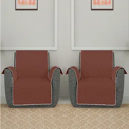 Kuber Industries Brown & Grey 2 Pcs Patterned 1 Seater Sofa Cover-95