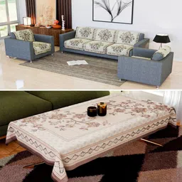 Kuber Industries Brown & White 4 Pieces Printed Cotton Sofa Covers-42
