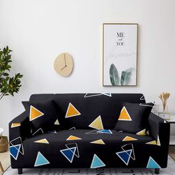 Cortina Black Printed 4-Seater Stretchable Non-Slip Sofa Slipcover-11