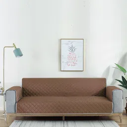 Cortina Brown & Silver Reversible Quilted 3 Layered Two Seater Sofa Cover-image-23